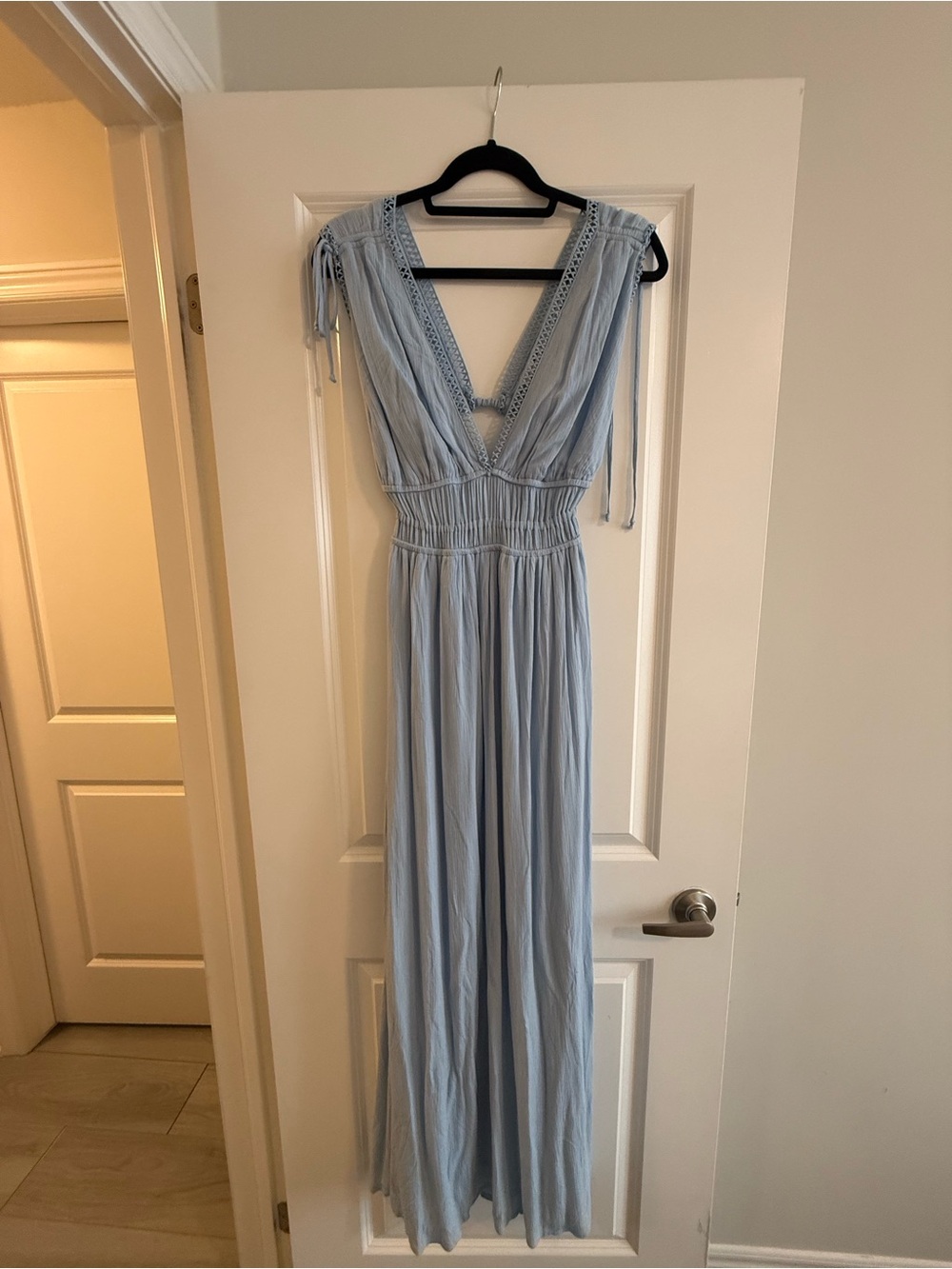 Fashion Nova Light Blue V-Neck Maxi Dress